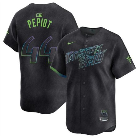 Men's Tampa Bay Rays #44 Ryan Pepiot Charcoal 2024 City Connect Limited Stitched Baseball Jersey Men's Tampa Bay Rays #44 Ryan Pepiot Charcoal 2024 City Connect Limited Stitched Baseball Jersey